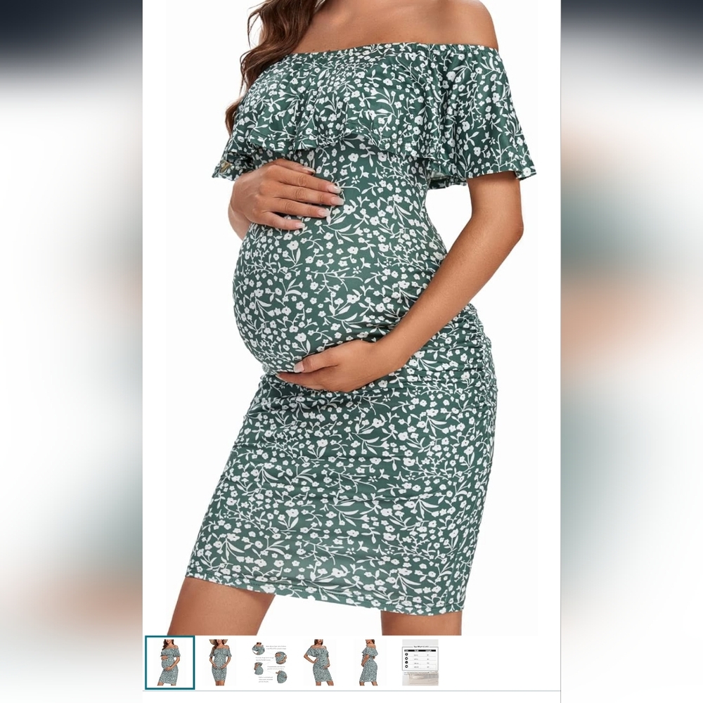 Green Floral Maternity Dress